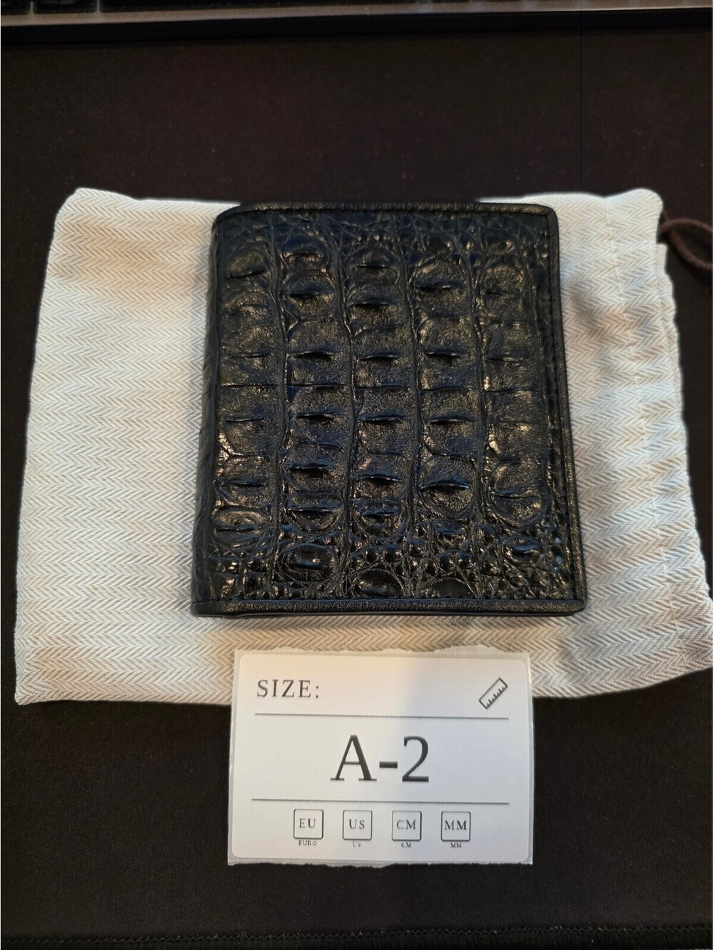Men's Black Caiman Exotic Skin Wallet Vertical Bifold with Multiple Card Slots